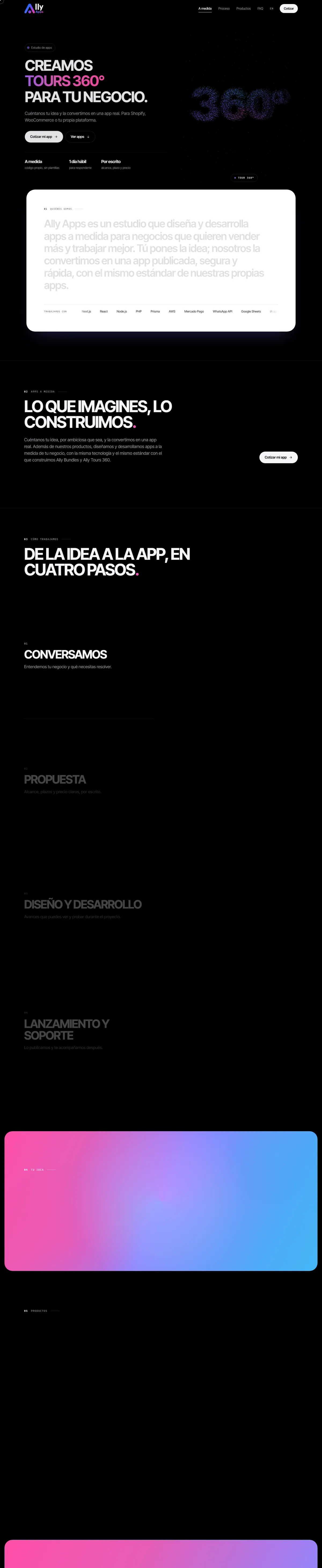 Página completa de Ally Apps en computador