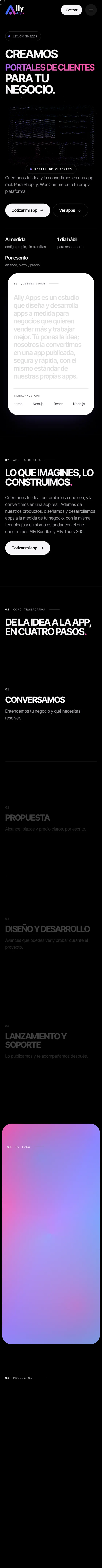 Página completa de Ally Apps en celular