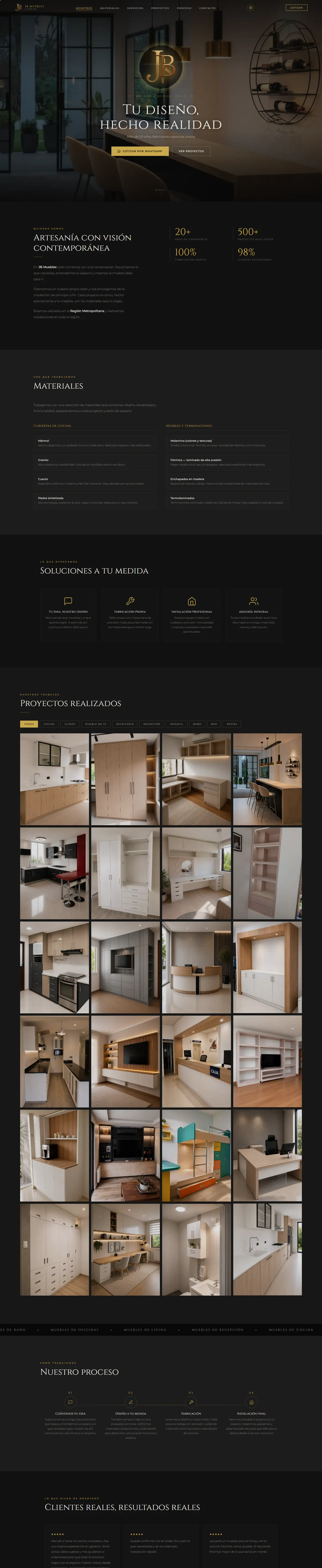 Página completa de JB Muebles en computador
