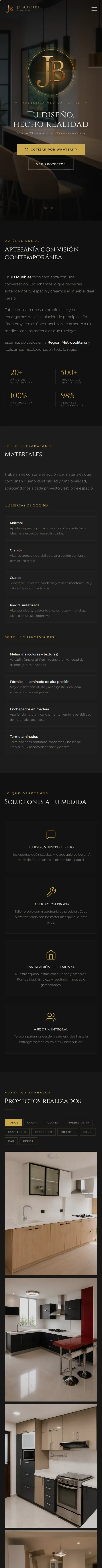 Página completa de JB Muebles en celular