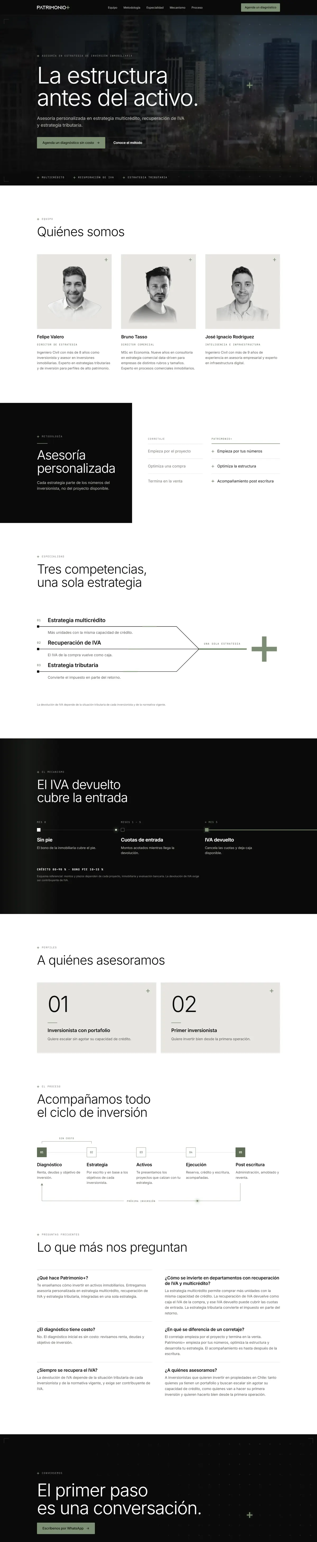 Página completa de Patrimonio+ en computador